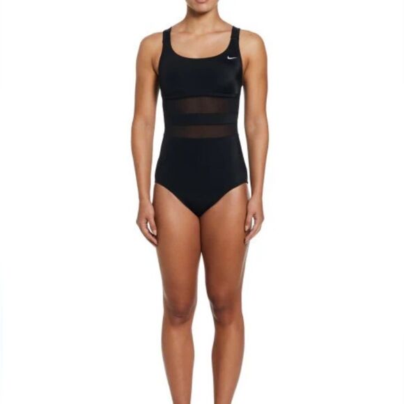 Nike Black Mesh One-Piece Swimsuit - Picture 6 of 15